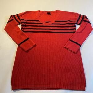 Gap Maternity Size M Pink Wool Blend Ribbed Sweater With Navy Blue Stripes